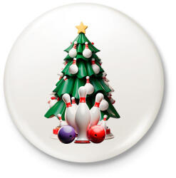printfashion Bowling karácsonyfa - Kitűző, hűtőmágnes - Fehér (16977348)