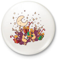 printfashion Rénszarvas - Kitűző, hűtőmágnes - Fehér (16996659)