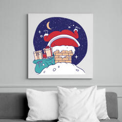 printfashion Télapó a kéményben - Vászonkép - Fehér (17017399)