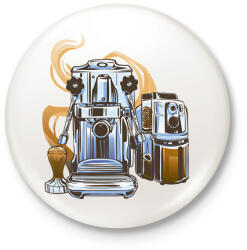 printfashion Kávégép - Kitűző, hűtőmágnes - Fehér (17179392)