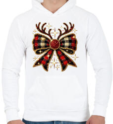 printfashion Karácsonyi masni - Férfi kapucnis pulóver - Fehér (17148511)