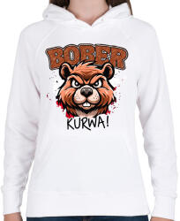 printfashion Bober kurwa - Női kapucnis pulóver - Fehér (17156863)