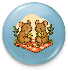 printfashion Egér piknik - Kitűző, hűtőmágnes - Világoskék (17451125)