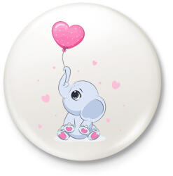 printfashion Elefánt - Kitűző, hűtőmágnes - Fehér (16972418)