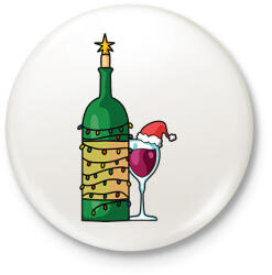 printfashion Karácsonyi bor - Kitűző, hűtőmágnes - Fehér (17007029)