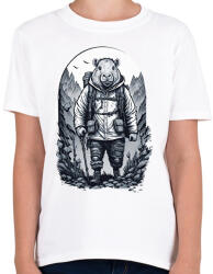 printfashion Túrázó capybara - Gyerek póló - Fehér (17183246)