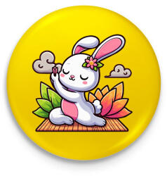 printfashion Nyuszi jóga - Kitűző, hűtőmágnes - Sárga (16972876)