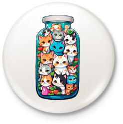 printfashion Cicák üvegben - Kitűző, hűtőmágnes - Fehér (17125397)