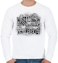 printfashion Muszáj innom mert a feleségem gyűjti az üvegeket - Fekete - Férfi pulóver - Fehér (17226267)