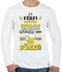 printfashion Ez a férfi nagyon szomjas - Férfi hosszú ujjú póló - Fehér (16930003)