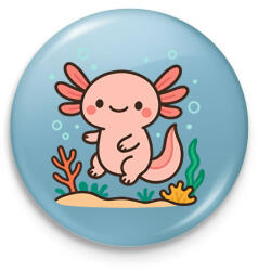 printfashion Axolotl - Kitűző, hűtőmágnes - Világoskék (17451575)