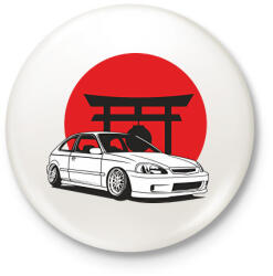 printfashion Honda civic - Kitűző, hűtőmágnes - Fehér (17293340)