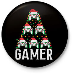 printfashion gamer karácsonyfa - Kitűző, hűtőmágnes - Fekete (17149680)