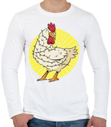 printfashion Karácsonyi csirke - Férfi hosszú ujjú póló - Fehér (16981968)