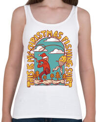 printfashion Karácsonyi horgász póló - Női atléta - Fehér (16991839)