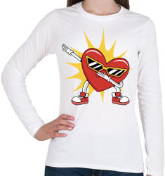 printfashion Dabbelő szív - Női hosszú ujjú póló - Fehér (17121986)