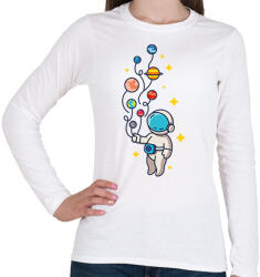 printfashion Űrhajós bolygókkal - Női hosszú ujjú póló - Fehér (17039612)