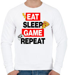 printfashion eat sleep game repeat - Férfi pulóver - Fehér (17482797)