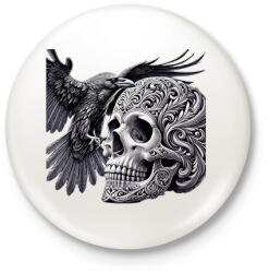 printfashion Koponya - Kitűző, hűtőmágnes - Fehér (17200089)