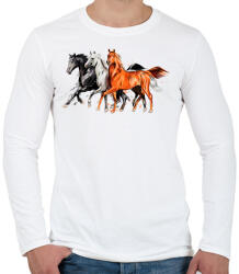 printfashion Lovak - Férfi hosszú ujjú póló - Fehér (17342322)