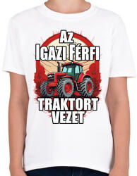 printfashion Az igazi férfi traktort vezet - Gyerek póló - Fehér (17044729)