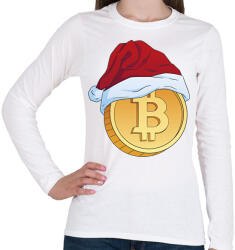 printfashion Karácsonyi bitcoin - Női hosszú ujjú póló - Fehér (16985339)