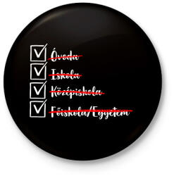 printfashion Ballagás egyetem fehér - Kitűző, hűtőmágnes - Fekete (17366559)