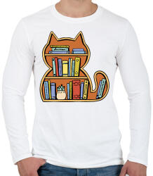 printfashion Cica könyvespolc - Férfi hosszú ujjú póló - Fehér (17094943)