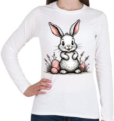 printfashion Húsvéti nyuszi - Női hosszú ujjú póló - Fehér (17350021)