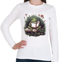 printfashion Olvasó béka - Női hosszú ujjú póló - Fehér (17156802)