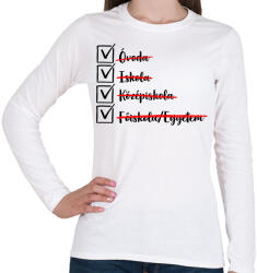 printfashion Ballagás egyetem fekete - Női hosszú ujjú póló - Fehér (17368547)
