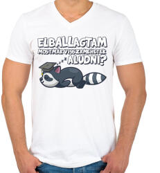 printfashion Elballagtam mostmár visszamehetek aludni? - Férfi V-nyakú póló - Fehér (17359863)