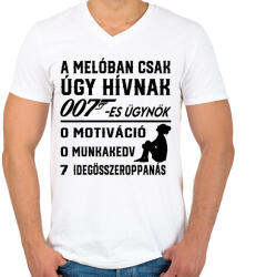 printfashion A melóban úgy hívnak 007-es ügynök 2 - Férfi V-nyakú póló - Fehér (17219518)