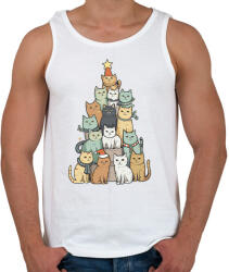 printfashion Macskás karácsonyfa - Férfi atléta - Fehér (17003939)