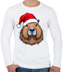 printfashion Karácsonyi capybara - Férfi hosszú ujjú póló - Fehér (16959414)
