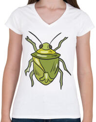 printfashion Poloska - Női V-nyakú póló - Fehér (17342814)