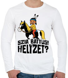 printfashion Szia Bátyus! Helyzet? - Férfi hosszú ujjú póló - Fehér (17357622)