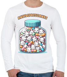 printfashion Nyuszi antidepresszáns - Férfi hosszú ujjú póló - Fehér (17364372)