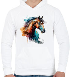 printfashion Ló - Férfi kapucnis pulóver - Fehér (16875609)