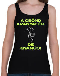 printfashion A csönd aranyat ér - Női atléta - Fekete (17426004)