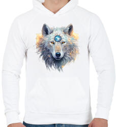 printfashion farkas - Férfi kapucnis pulóver - Fehér (17266857)