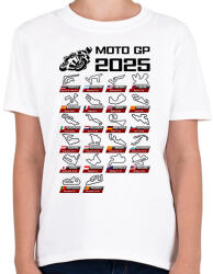 printfashion MOTO GP VERSENYNAPTÁR 2025 - Gyerek póló - Fehér (17289408)