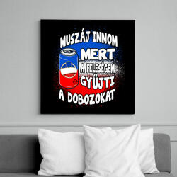 printfashion Muszáj innom mert a feleségem gyűjti a dobozokat - Vászonkép - Fekete (17216877)