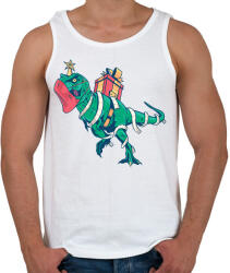printfashion Karácsonyi T-Rex - Férfi atléta - Fehér (16998539)