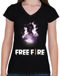 printfashion freefire3 - Női V-nyakú póló - Fekete (17308279)
