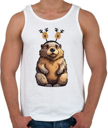 printfashion Rénszarvas bober - Férfi atléta - Fehér (17106086)