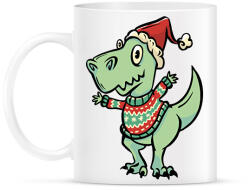 printfashion Integető karácsonyi t-rex - Bögre - Fehér (17003856)