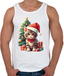 printfashion Karácsonyi cica - Férfi atléta - Fehér (16974238)