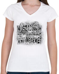 printfashion Muszáj innom mert a feleségem gyűjti az üvegeket - Fekete - Női V-nyakú póló - Fehér (17226302)