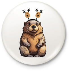 printfashion Rénszarvas bober - Kitűző, hűtőmágnes - Fehér (17106516)